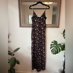 Paco Rabanne floral silk dress with metal link strap detail.